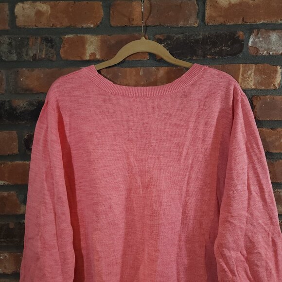 Croft & Barrow 3/4 Sleeve V-neck Henley Pullover Sweater in Pink Women's 2X - Picture 5 of 6